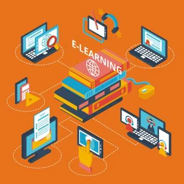 E-learning icons isometric Stock Illustration