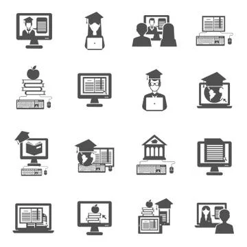 E-learning Icons Set Stock Illustration