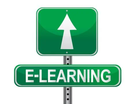 E-learning illustrated sign over a white background Stock Illustration