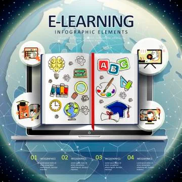 E-learning infographic elements Illustrazione stock