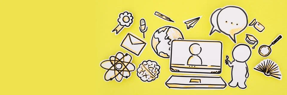 E-learning Information Concept on the yellow Stock Photos