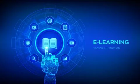 E-learning. Innovative online education and internet technology concept. Webi Stock Illustration