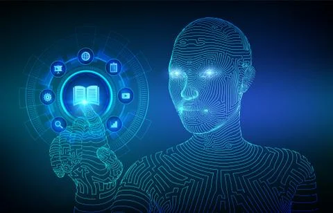 E-learning. Innovative online education and internet technology concept. Webi Illustrazione stock