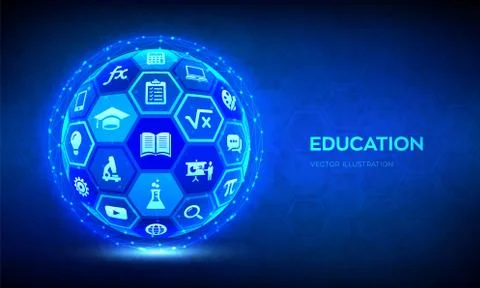 E-learning. Innovative online education technology concept. Webinar, teaching Stock Illustration