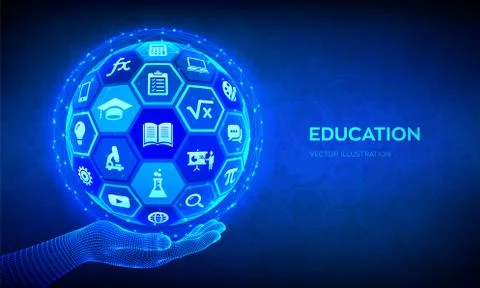 E-learning. Innovative online education technology concept. Webinar, teaching Stock Illustration