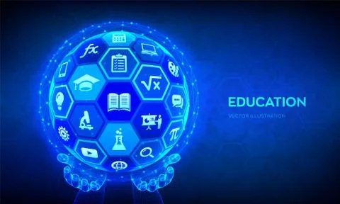 E-learning. Innovative online education technology concept. Webinar, teaching Stock Illustration