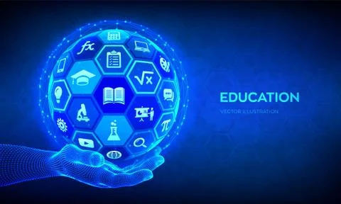 E-learning. Innovative online education technology concept. Webinar, teaching Stock Illustration