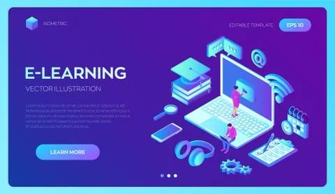 E-learning. Innovative online education and distance learning concept. Webina Stock Illustration