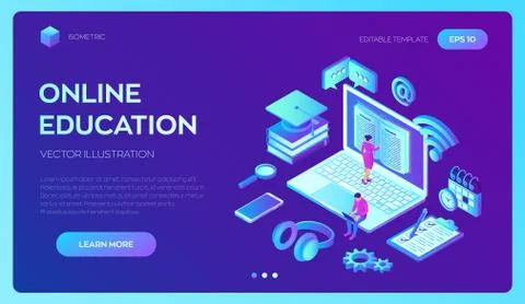 E-learning. Innovative online education and distance learning concept. Webina Stock Illustration