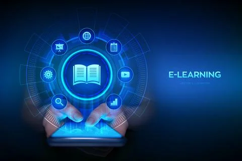 E-learning. Innovative online education and internet technology concept. We.. イラスト素材