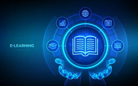E-learning. Innovative online education and internet technology concept. E-le Stock Illustration
