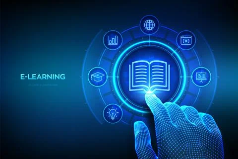 E-learning. Innovative online education and internet technology concept. We.. イラスト素材