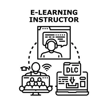E learning instructor conducting virtual education training class Stock Illustration