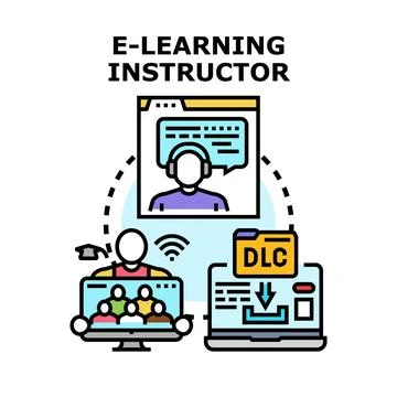 E learning instructor conducting virtual education training class Stock Illustration