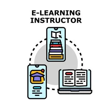 E learning instructor facilitating remote online education development Illustrazione stock