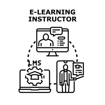 E learning instructor managing online education learning management system イラスト素材