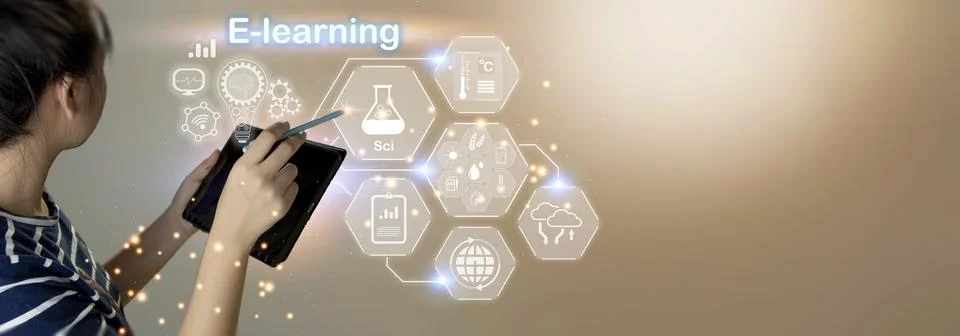 E-Learning, Internet Technology Education, Webinars, Course Concepts. Stock Photos