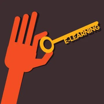 E-learning key in hand stock vector Stockillustratie