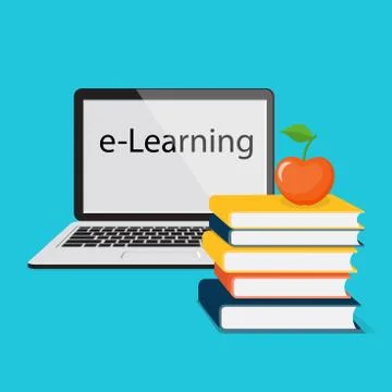 E-learning with laptop Stock Illustration