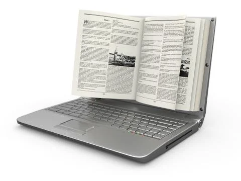 E-learning. laptop screen as book on white background. 스톡 일러스트