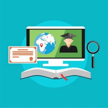 E-learning, on-line education concept Stock Illustration