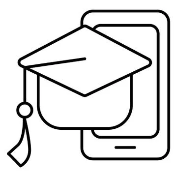 E-Learning line flat vector icon for mobile application, button and website Stockillustratie