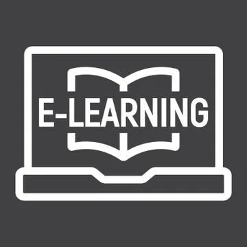 E learning line icon, education and online Stock Illustration