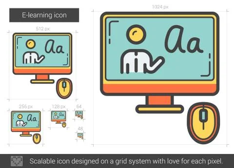 E-learning line icon Stock Illustration