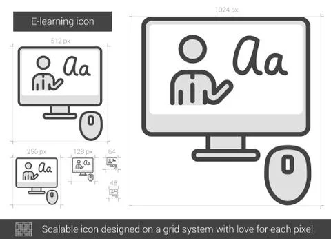 E-learning line icon 스톡 일러스트