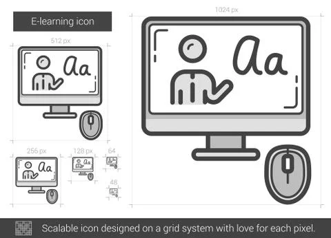 E-learning line icon Stock Illustration
