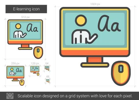 E-learning line icon Stock Illustration