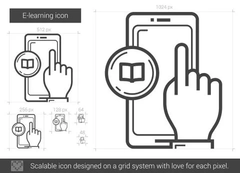 E-learning line icon Stockillustratie