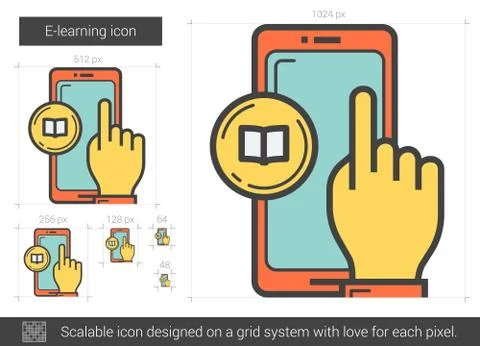 E-learning line icon 스톡 일러스트