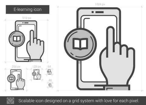 E-learning line icon Illustrazione stock