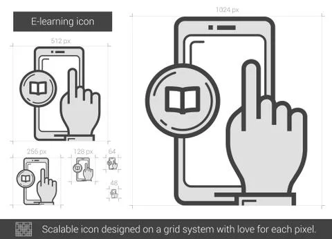 E-learning line icon 스톡 일러스트