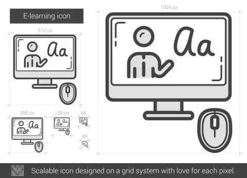 E-learning line icon イラスト素材