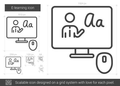 E-learning line icon. 스톡 일러스트