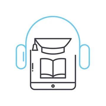 E-learning line icon, outline symbol, vector illustration, concept sign Illustrazione stock
