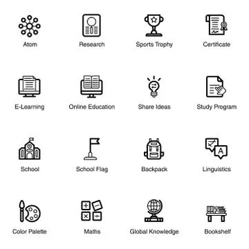 E Learning Line Icons Pack Stock-Illustration