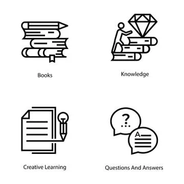 E learning Line Vector Icons Set Stock Illustration