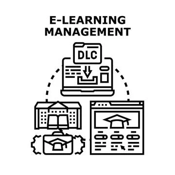 E learning management platform connecting education content 库存插图
