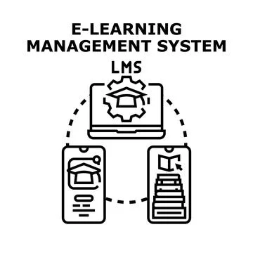 E learning management system connecting students remotely イラスト素材