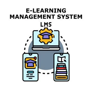E learning management system connecting students remotely 스톡 일러스트