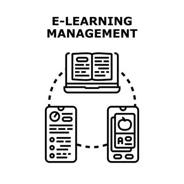 E learning management system connecting education platforms Stock Illustration