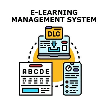 E learning management system digital content concept Stock Illustration