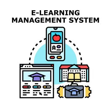 E learning management system managing online remote education Stock Illustration