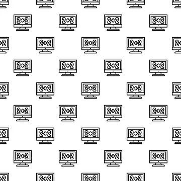 E learning math education seamless pattern on computer monitors 스톡 일러스트