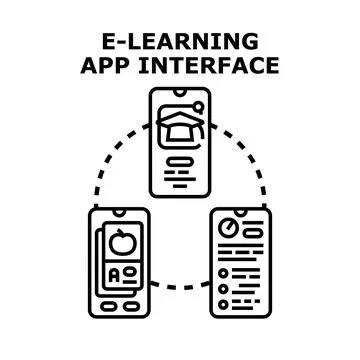 E learning mobile application interface vector concept Illustrazione stock