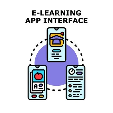 E learning mobile application interface vector concept 库存插图