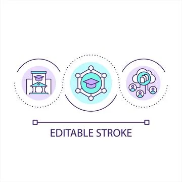 E learning network for students loop concept icon Stockillustratie